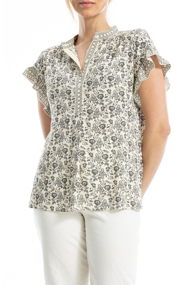 Patterned Top, Main, color, IVRY/ BLK VNTG STENCIL