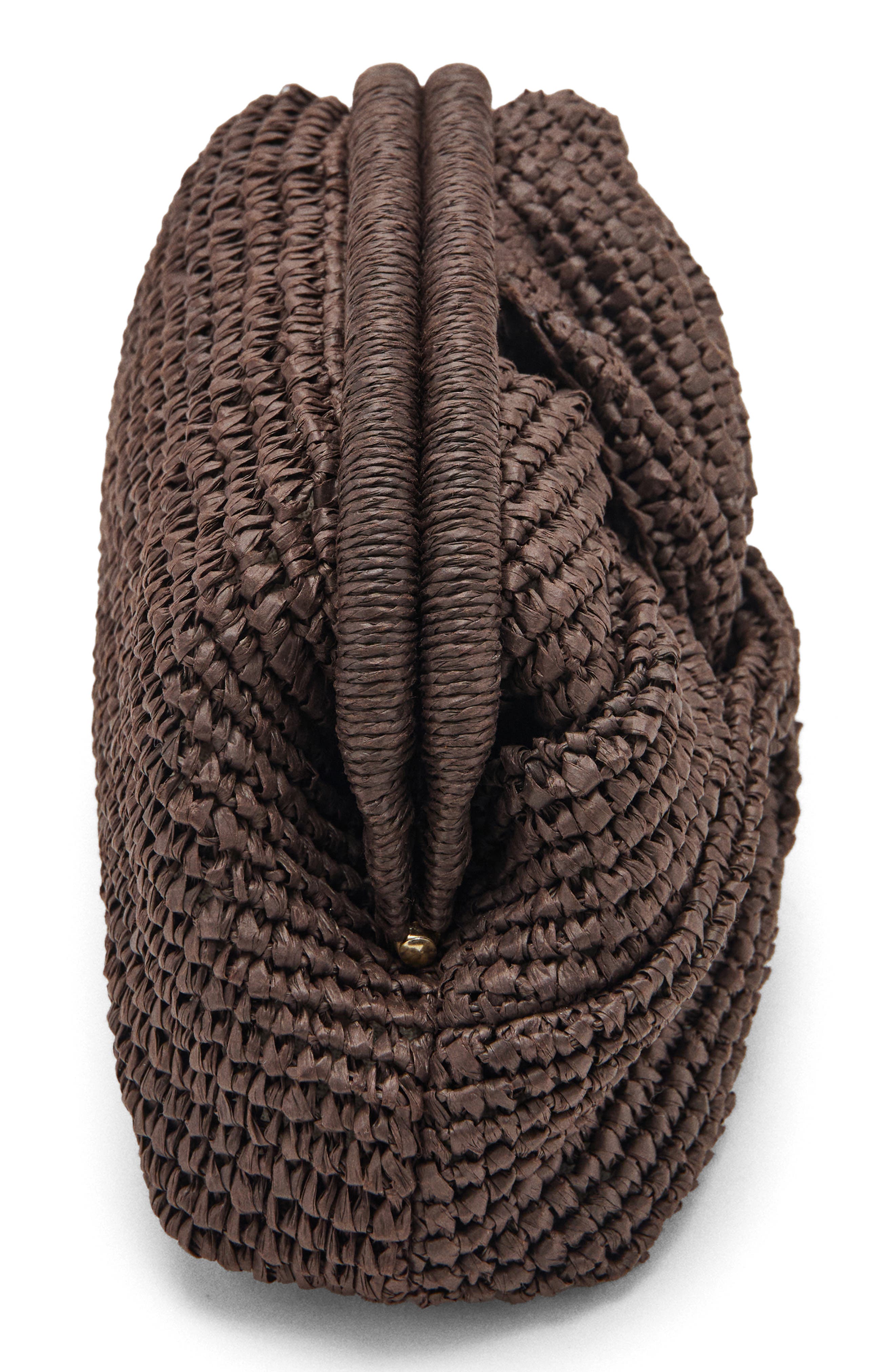 MANGO Natural Fiber Frame Clutch, Alternate, color, Chocolate