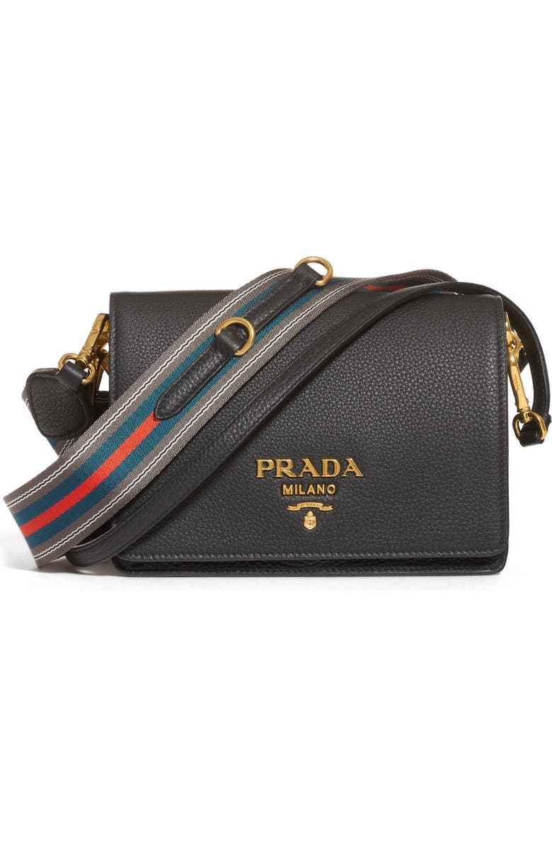 Prada Vitello Daino Double Compartment Leather Shoulder Bag, Main, color,
