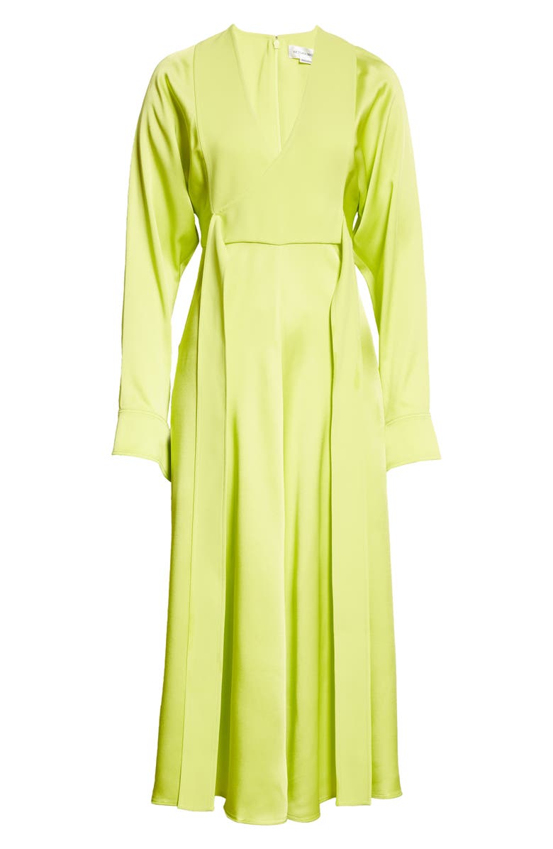 Victoria Beckham Long Sleeve Satin Wrap Midi Dress, Alternate, color,