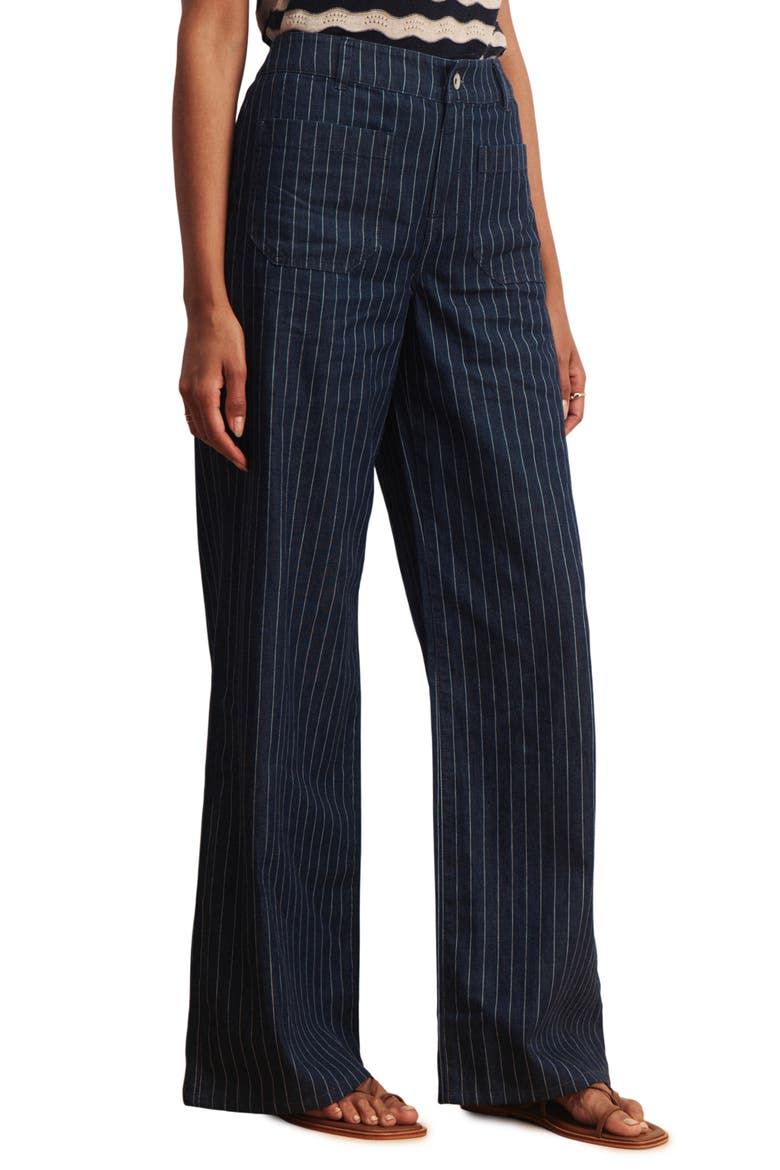 Marine Stripe Wide Leg Denim Pants, Alternate, color, LUNA BLUE STRIPE