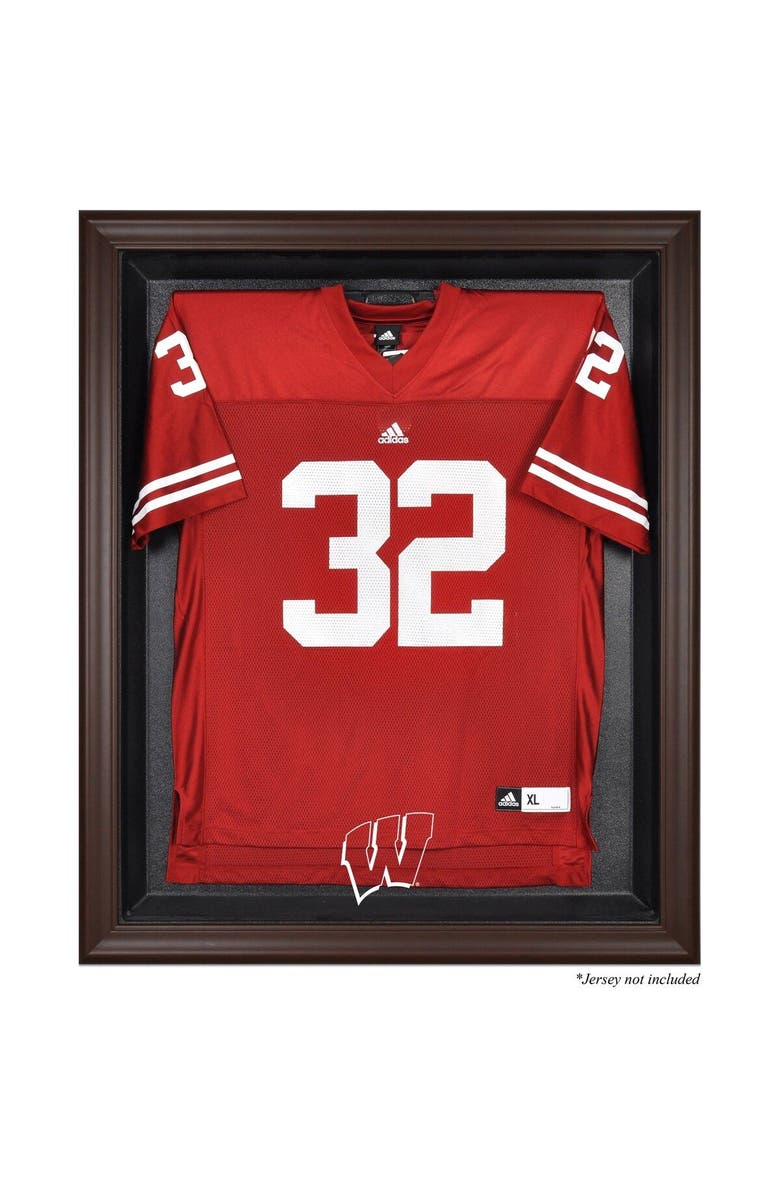 FANATICS AUTHENTIC Wisconsin Badgers Brown Framed Logo Jersey Display Case, Main, color,