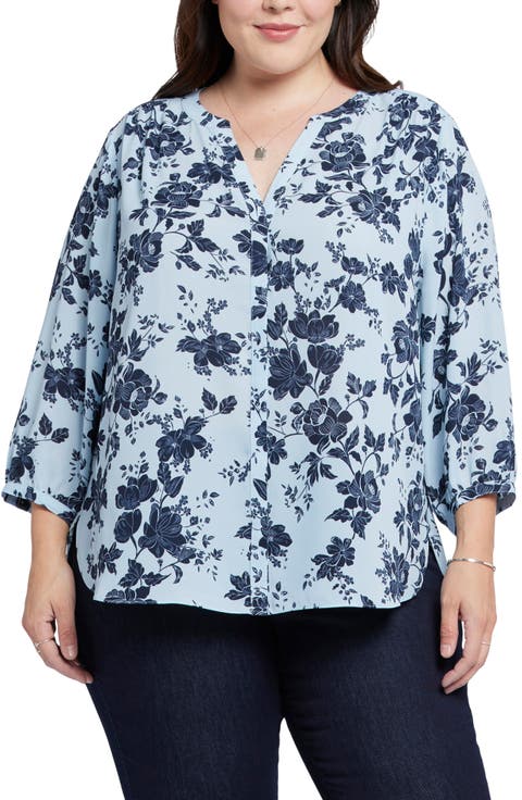 Semisheer Pintuck Blouse (Plus Size)