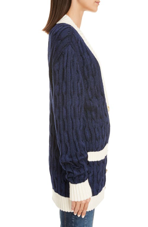 Balmain Oversized Wool Blend Cable Knit Cardigan