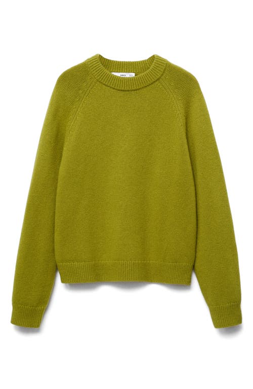 Mango Crewneck Raglan Sleeve Sweater In Green