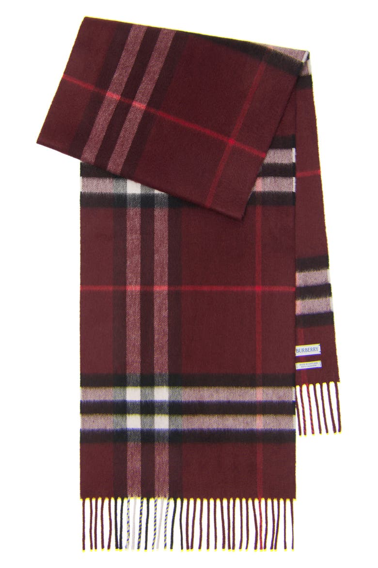 Giant Check Cashmere Scarf, Main, color, OXBLOOD RED