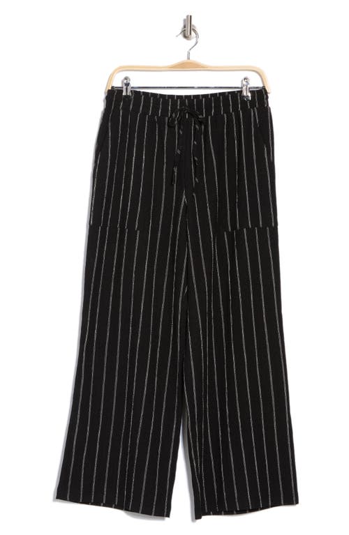 Caslon ® Stripe Textured Crop Wide Leg Pants In Black