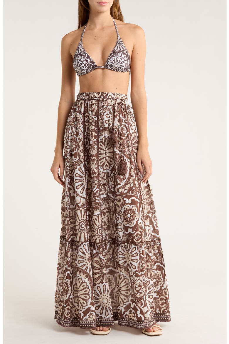 Ariella Cotton Cover-Up Maxi Skirt, Main, color, BEACH BROWN COMBO