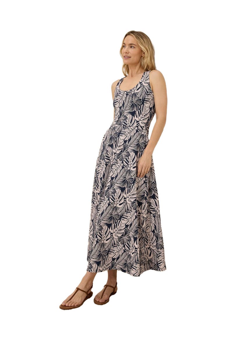 Organic Cotton Fit & Flare Open Back Maxi Dress, Alternate, color, Midnight Blue Palms