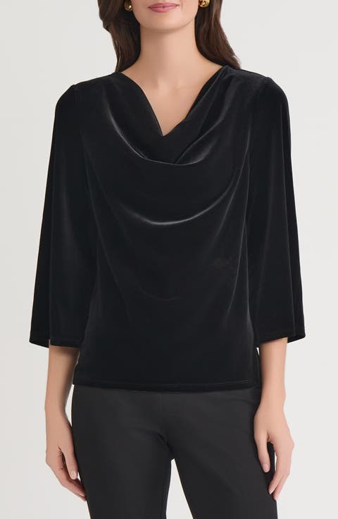 Cowl Neck Velvet Top