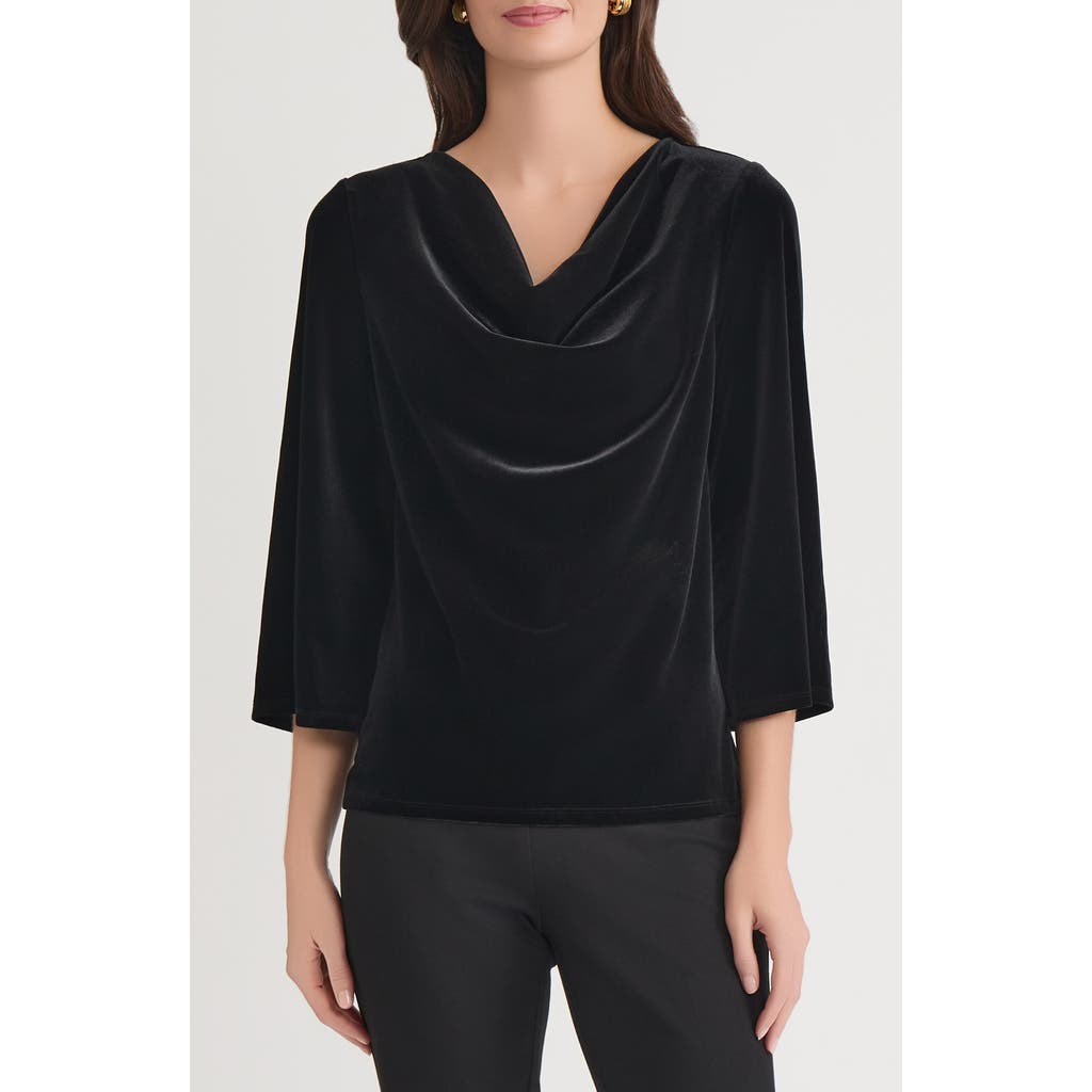 Kasper Cowl Neck Velvet Top In Black