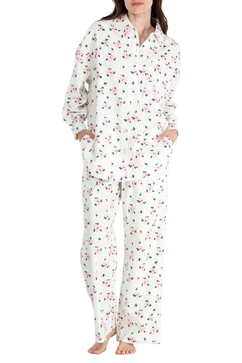 Golden Hour Cotton Twill Pajamas, Main, color, CREAM FLORAL