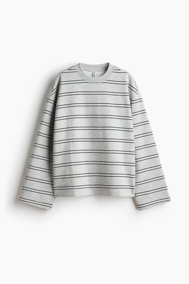 Oversized Sweatshirt, Alternate, color, Light gray melange/striped