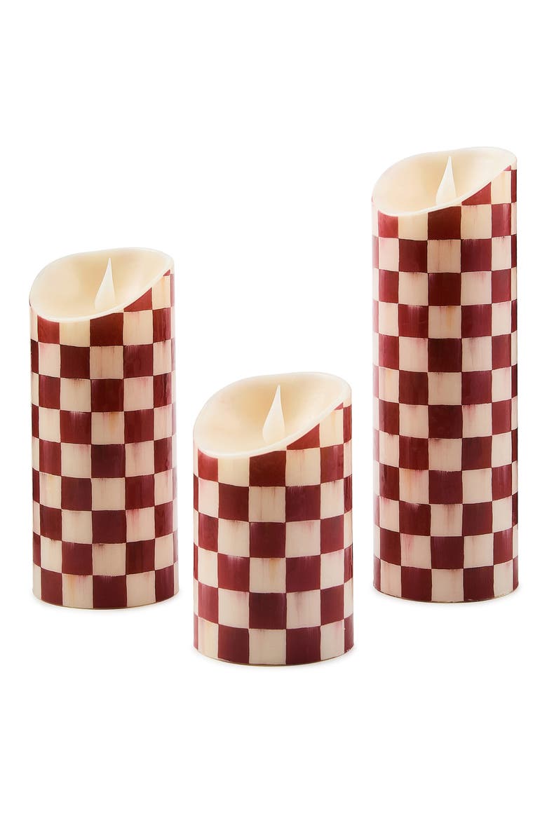 Cherry Check Flameless 5-Inch Pillar Candle, Alternate, color, CHERRY