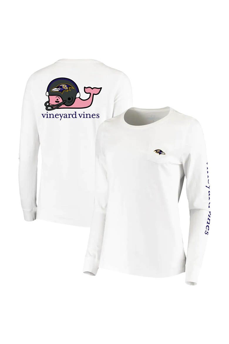 Women's Vineyard Vines White Baltimore Ravens Helmet Long Sleeve T-Shirt, Main, color, White