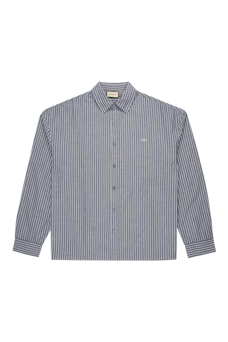 Off Court Boxy Fit Stripe Cotton Button-Up Shirt, Alternate, color, NAVY