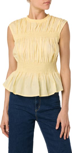Sleeveless Cotton Voile Peplum Top