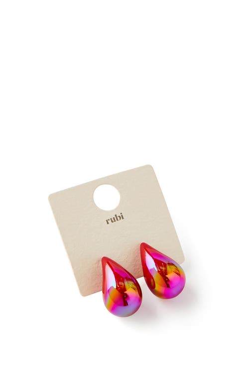 Rubi Shoes Small Charm Earring In Up Red Metallic Teardrop