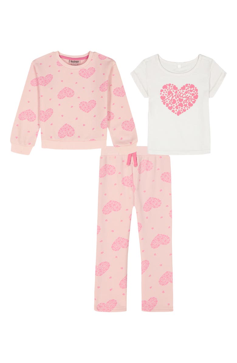 Juicy Couture Graphic T-Shirt, Sweatshirt & Leggings Set, Alternate, color, 