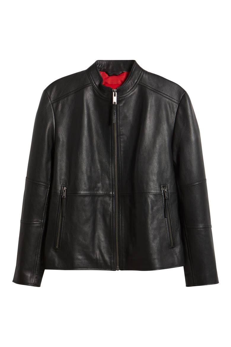 Lokis Leather Jacket, Alternate, color, BLACK