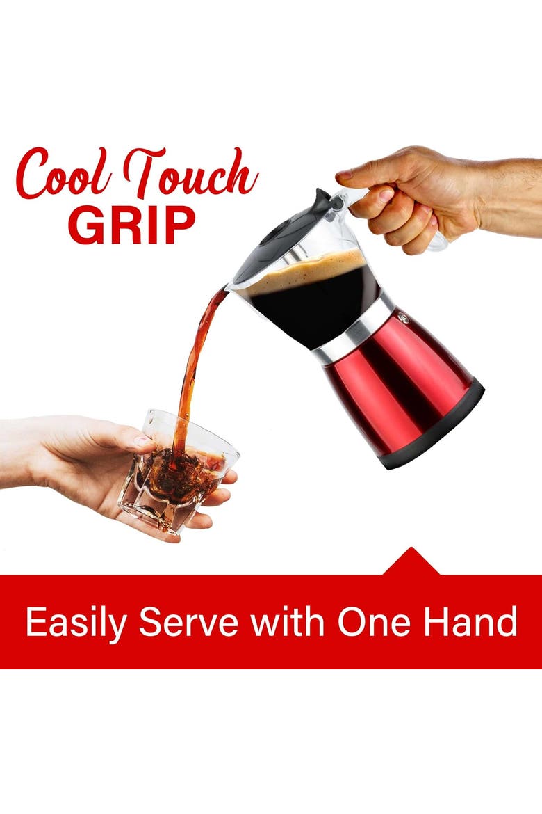 Electric Moka Pot Espresso Machine, Alternate, color, Red
