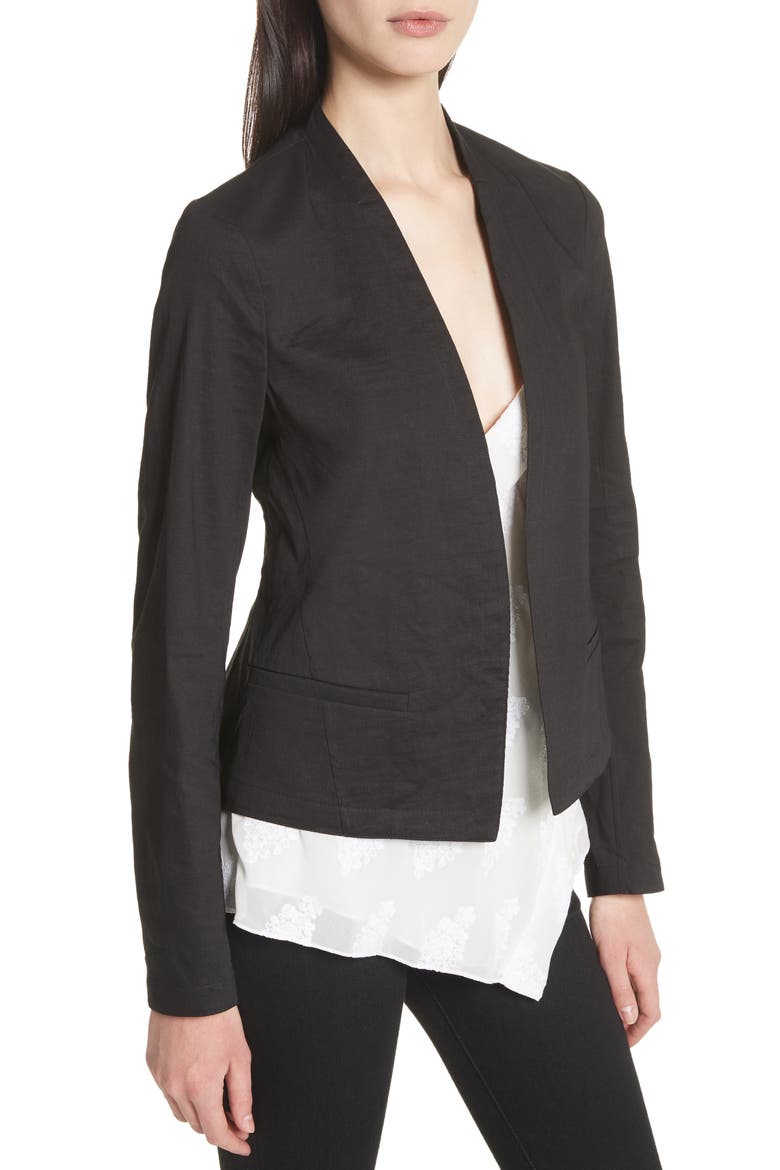 Clean Linen Blend Blazer, Alternate, color, BLACK MULTI