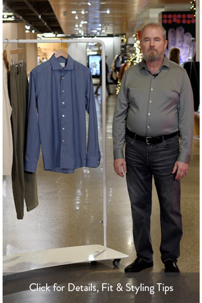 Slim Fit Blue Mélange Wool Dress Shirt video