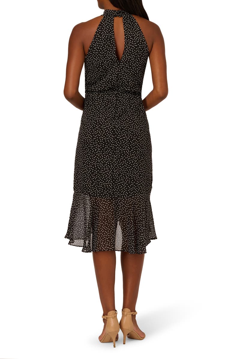 Adrianna Papell Shirred Dot Chiffon Dress, Alternate, color, 