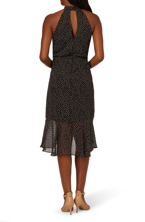 ADRIANNA PAPELL ADRIANNA PAPELL SHIRRED DOT CHIFFON DRESS