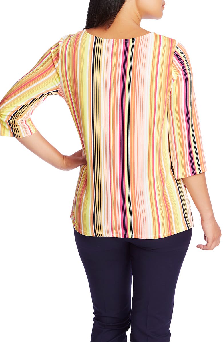 Chaus Stripe Knot Front Stretch Knit Top, Alternate, color, 