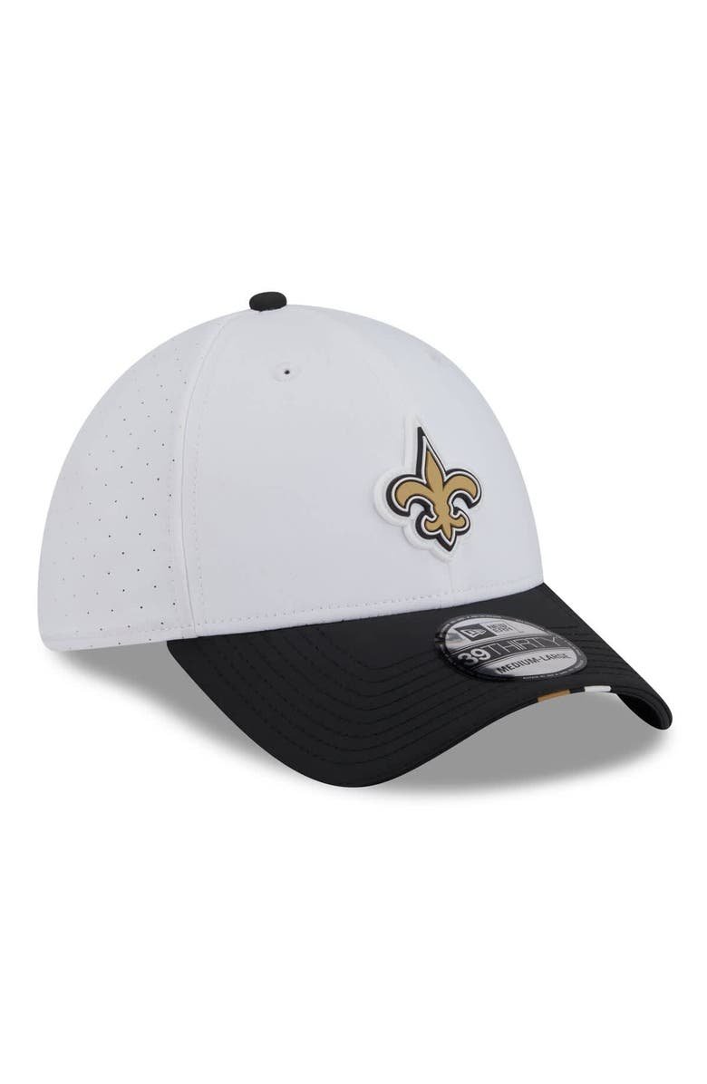 New Era Men's New Era White/Black New Orleans Saints 2025 NFL Training Camp 39THIRTY Flex Hat, Alternate, color, White
