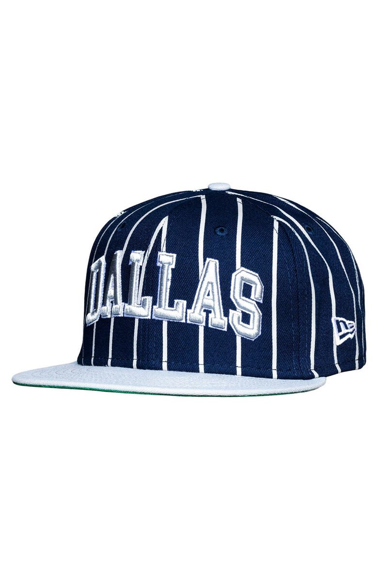 New Era Men's New Era Navy/Gray Dallas Cowboys Pinstripe City Arch 9FIFTY Snapback Hat, Main, color, 