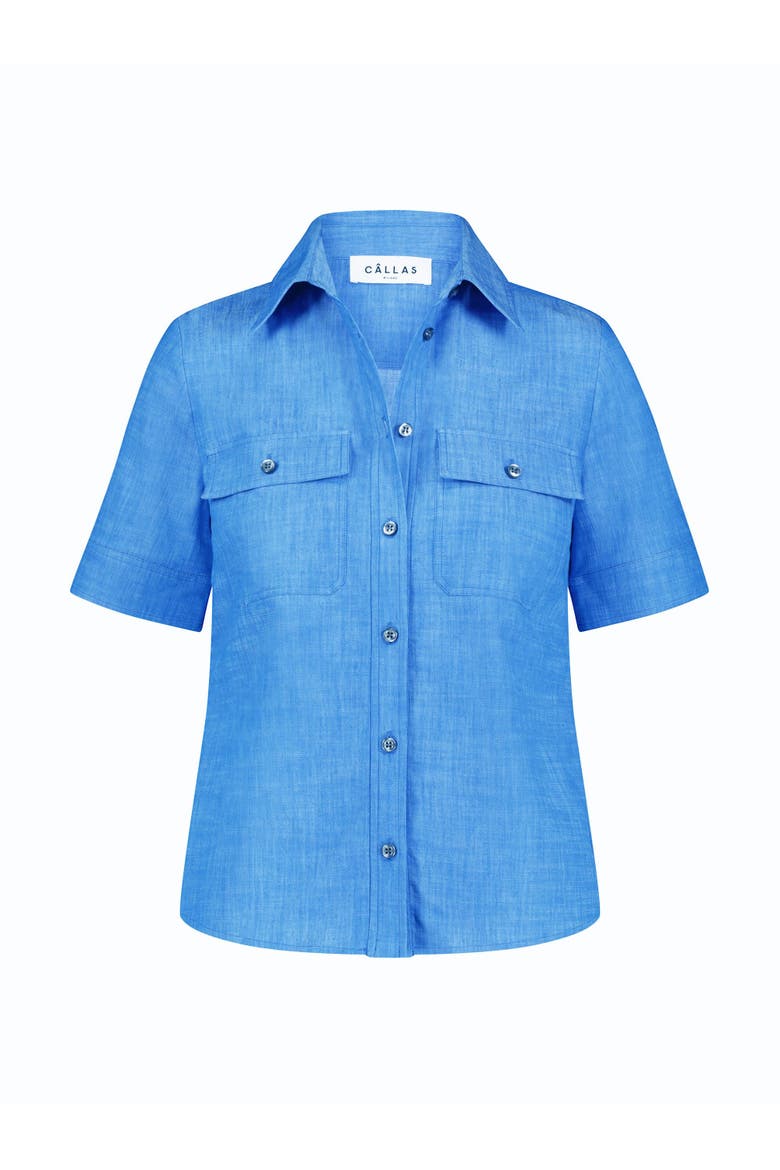 Vesper Stretch denim poplin shirt, Main, color, Blue