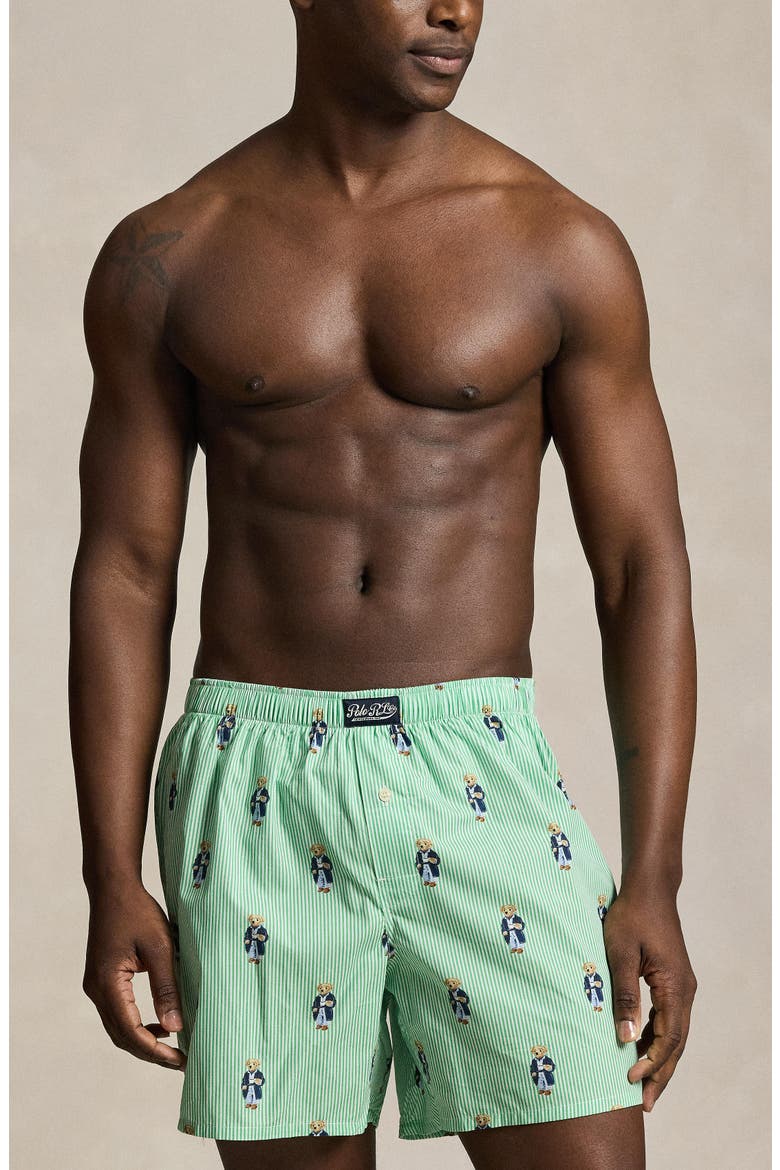 3-Pack Assorted Woven Cotton Boxers, Alternate, color, MORNING ROBE BEAR STRIPE ROBIN