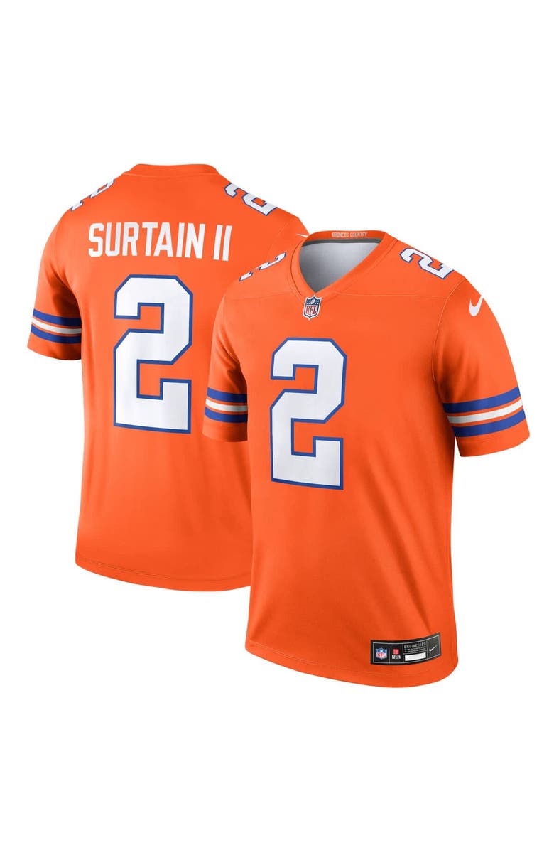 Nike Men's Nike Patrick Surtain II Orange Denver Broncos Alternate Legend Player Performance Top, Main, color, Orange
