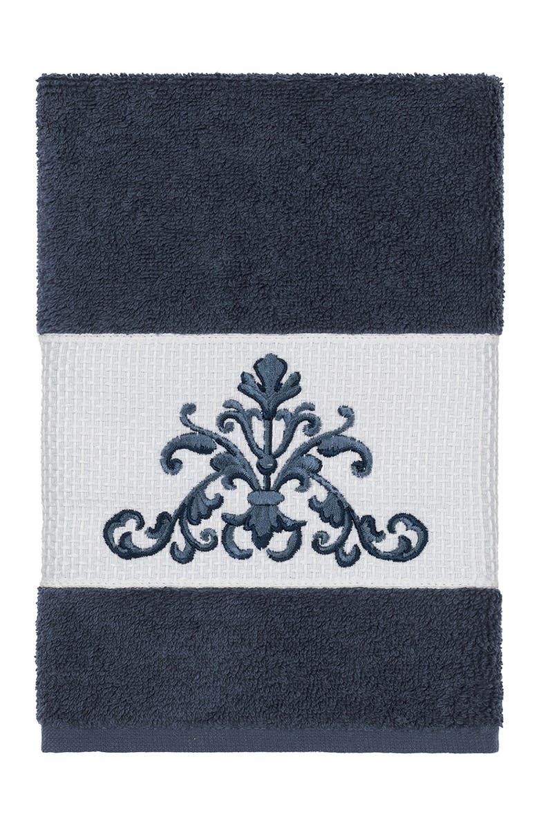 Linum Home Textiles Scarlet Embellished Hand Towel - Midnight Blue, Main, color, 