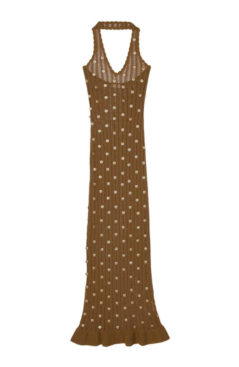 SANDRO Long knit dress with fringes, Alternate, color, 