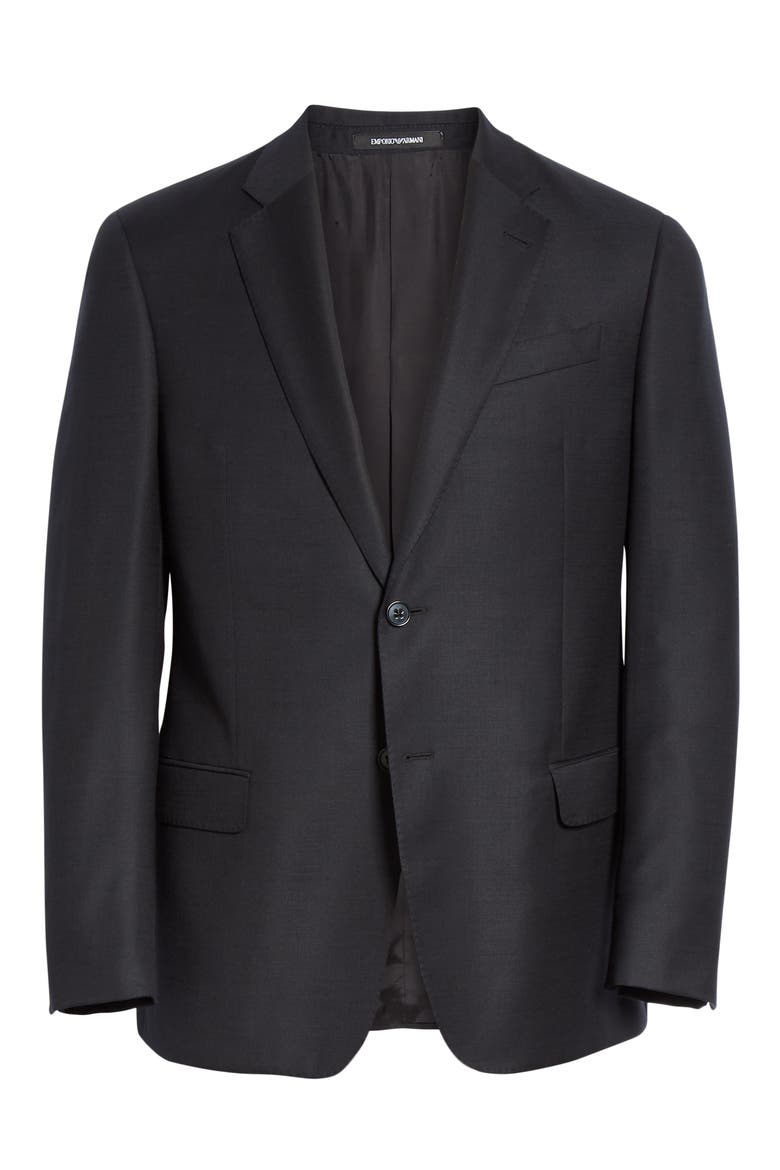Trim Fit Wool Blazer, Alternate, color, SOLID BLACK