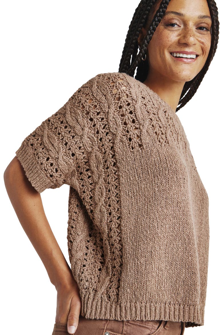 Mason Short Sleeve Sweater, Alternate, color, MACCHIATO