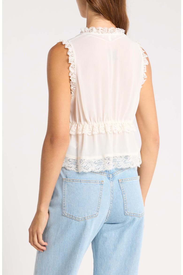Norah Lace Trim Tie Front Top, Alternate, color, IVORY