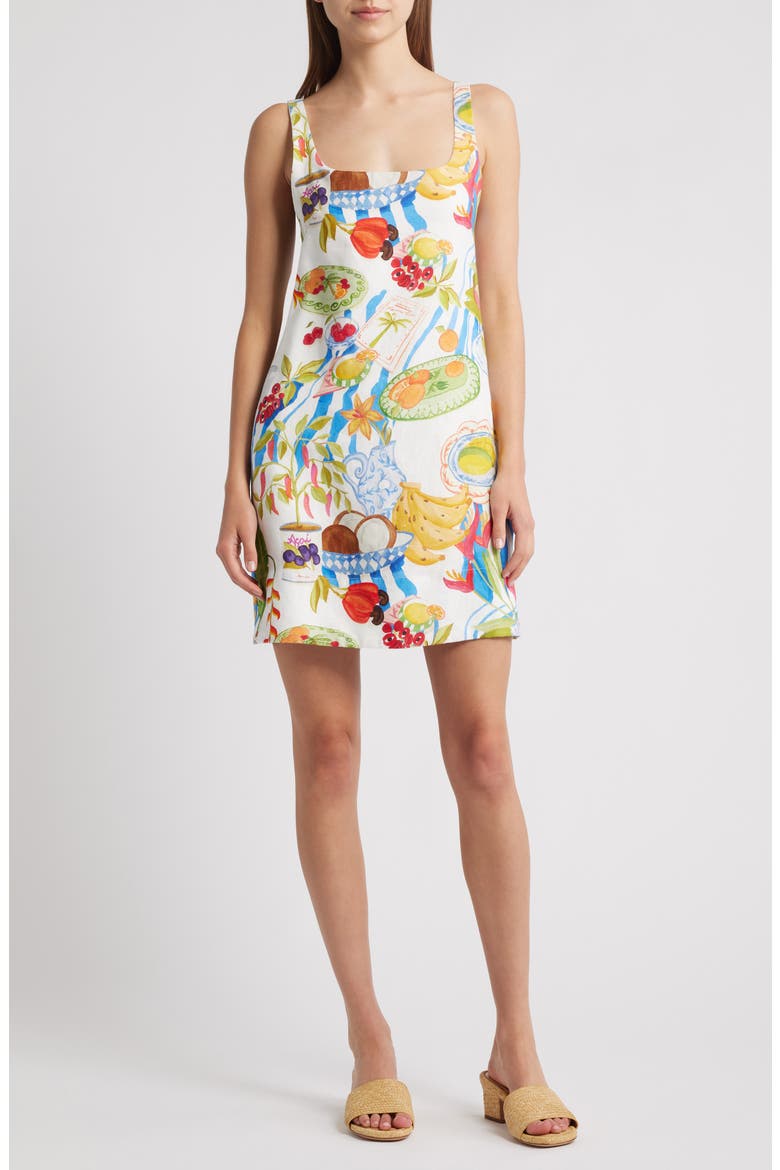 Fresh Table Linen Minidress, Main, color, WHITE MULTI PRINT
