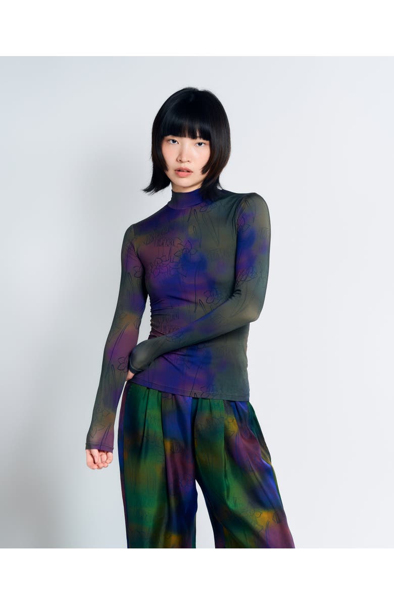 Lost Pattern NYC "Brooklyn" Mock Neck Long Sleeve Top, Main, color, Green