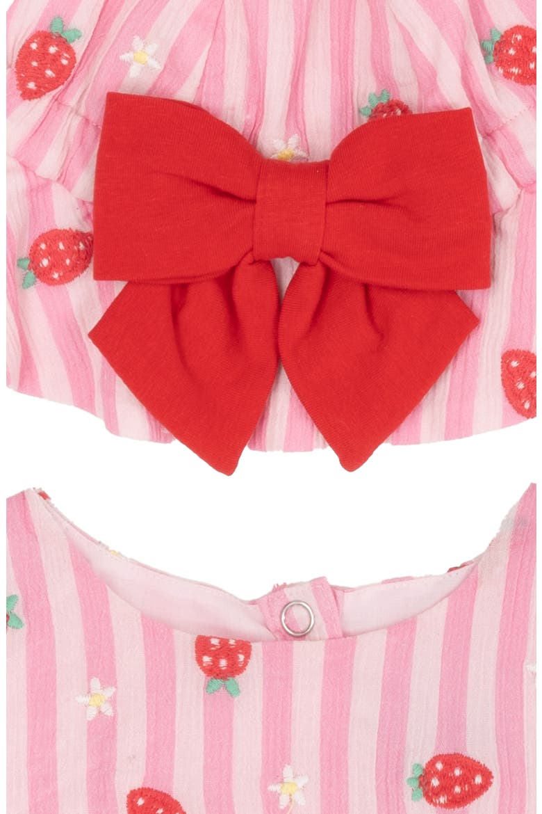 Strawberry Stripe Peplum Tank, Shorts & Bucket Hat Set, Alternate, color, PINK