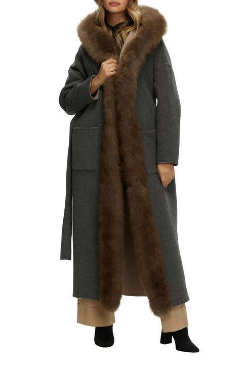Reversible  Cashmere Parka with Genuine Shearling Trim