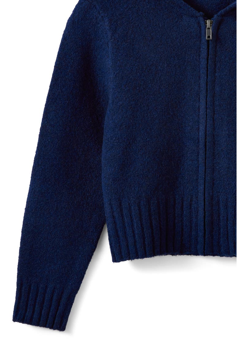 Kid's Knitted Zip Through Hoodie, Alternate, color, Denim Navy
