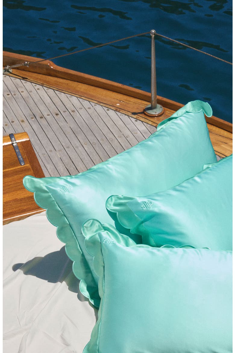 Sunshade Pure Silk Pillowcase, Alternate, color, TURQUOISE