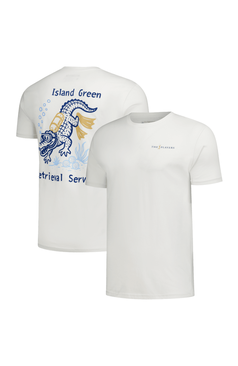 FLOMOTION Unisex Flomotion Cream THE PLAYERS 17th Hole Retrieval Service T-Shirt, Main, color, Cream