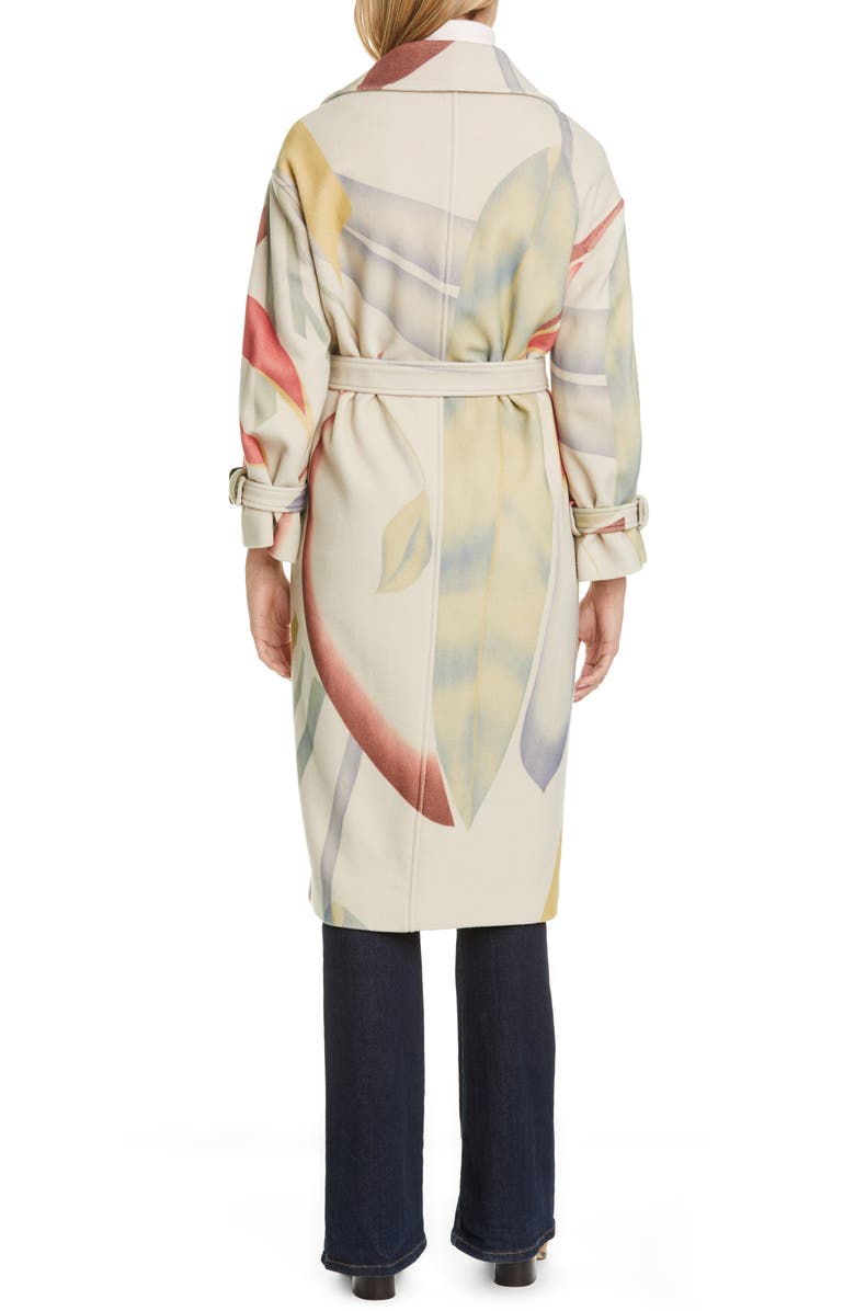 Etro Leaf Print Wool & Cashmere Coat, Alternate, color, 