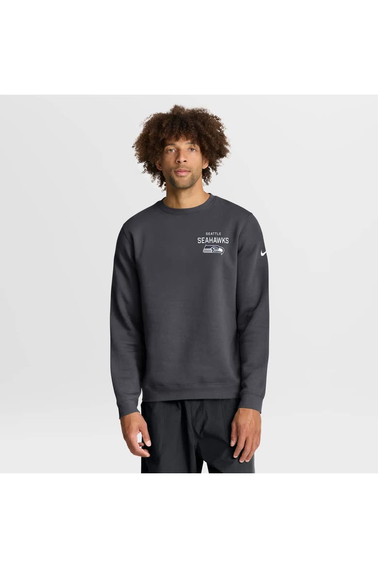 Men's Nike Anthracite Seattle Seahawks Primetime Club Fleece Pullover Sweatshirt, Main, color, Anthracite