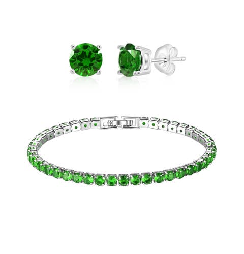 Tennis Bracelet And Earrings Set